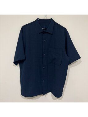 Lululemon Mens New Venture Short Sleeve Button Down Size L Navy
